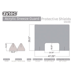 5 Guards - zytec® Acrylic Sneeze Guard Protective Shields