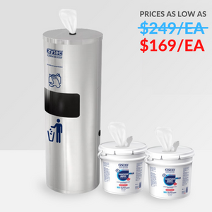 Wipe Dispenser & Disposal Unit – Includes 2 x 800 Sanitizing Wipe Refills
