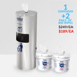 Wipe Dispenser & Disposal Unit – Includes 2 x 800 Sanitizing Wipe Refills
